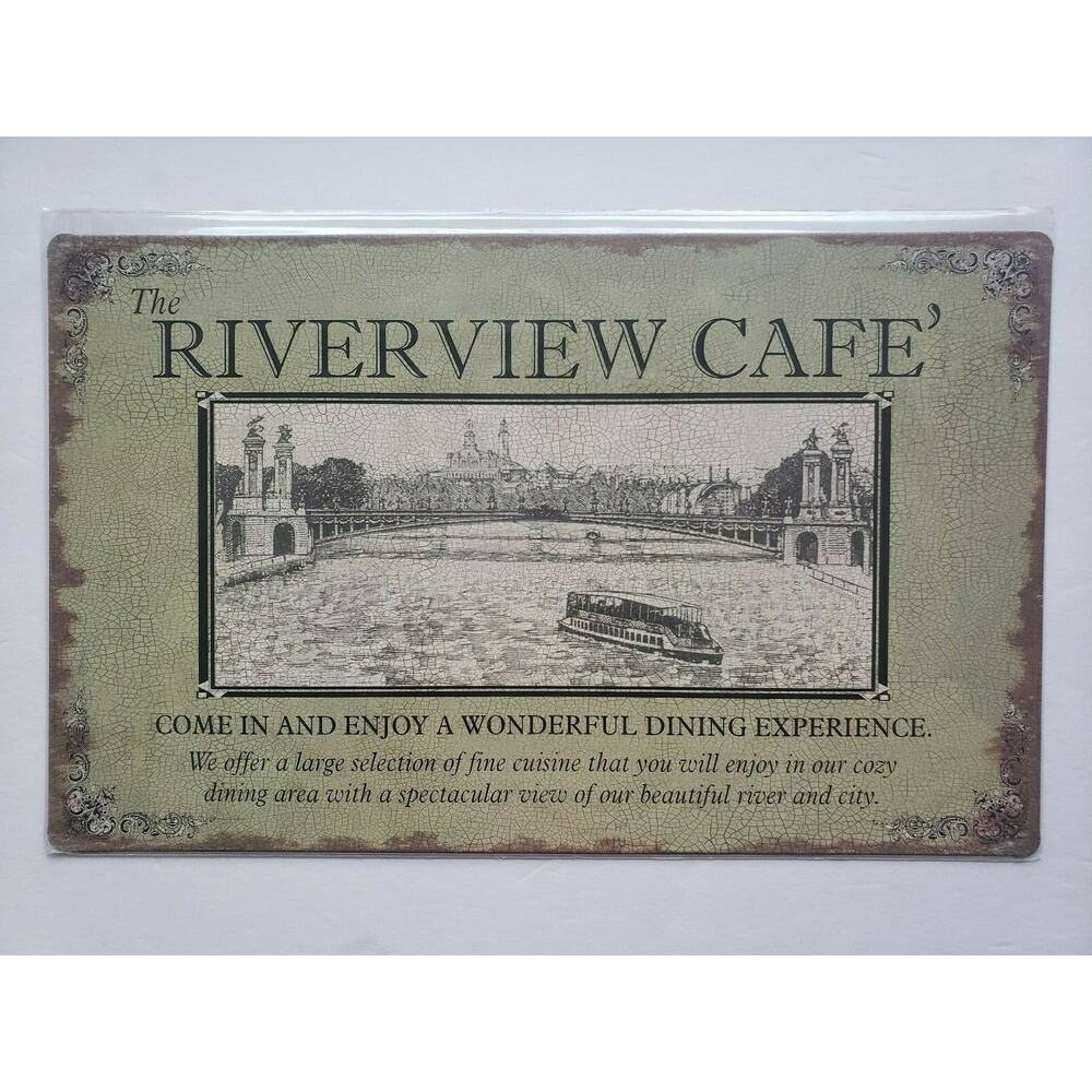 The Riverview Cafe' Ohio Wholesale Inc. 16x10 Rustic‎ Retro Metal Signs (28849)